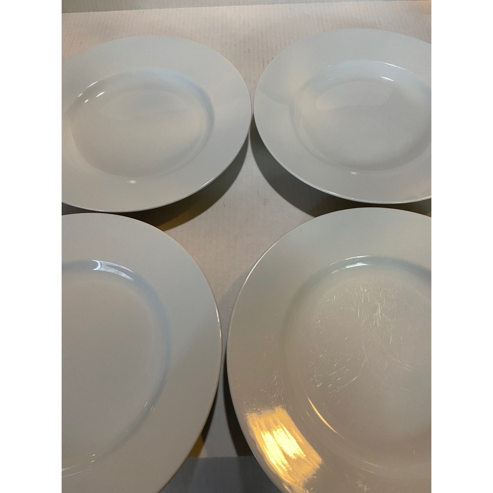 Pottery Barn Great White 10.5 Inch Rimmed Dinner Plates Set of 4 Porcelain White - Picture 4 of 5